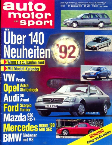 Deckblatt Auto Motor und Sport (01/1991)